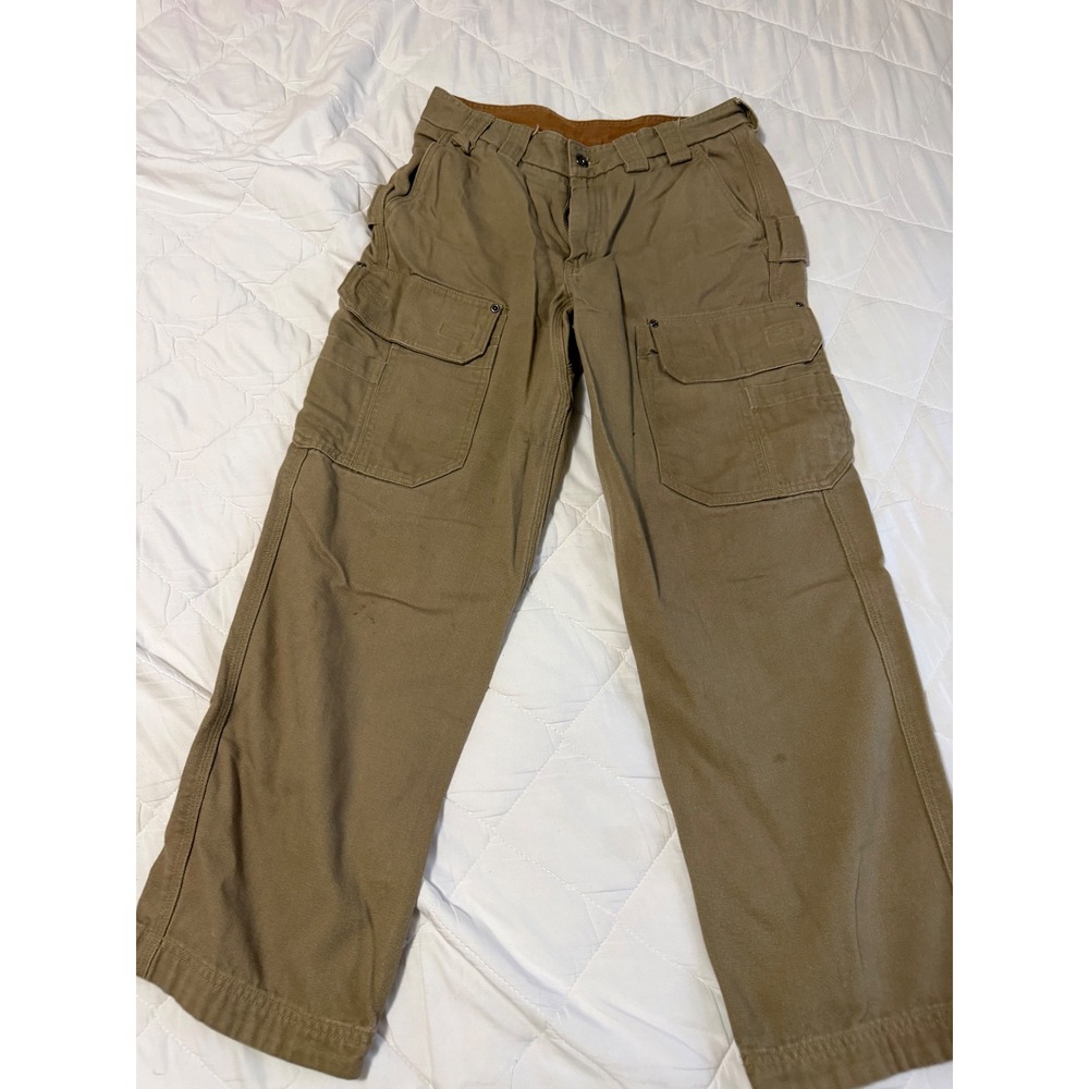 Duluth Trading Co Fire Hose Relaxed Fit Cargo Work Pants Tan Khaki Mens 30x30